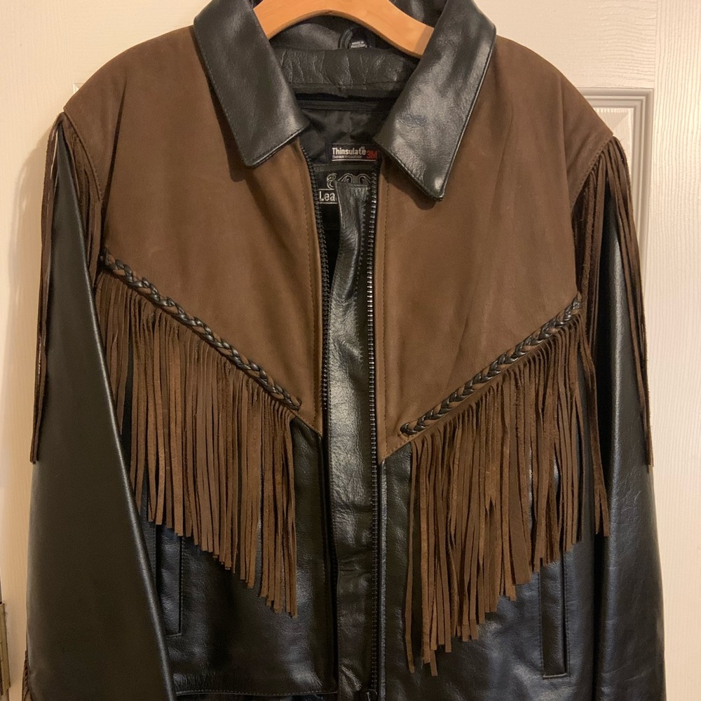 Genuine leather Thinsulate 3M fringe jacket; new without tags